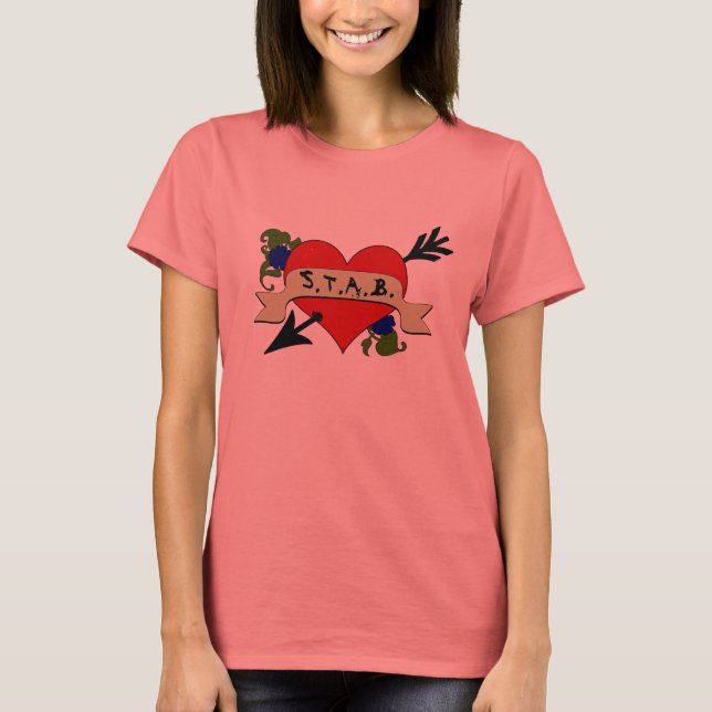I Heart STAB Dam Ringer Tee Shirt (Framsida)