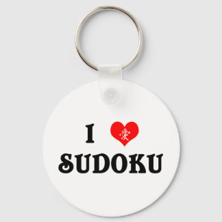 I Heart Sudoku White Keychain Nyckelring