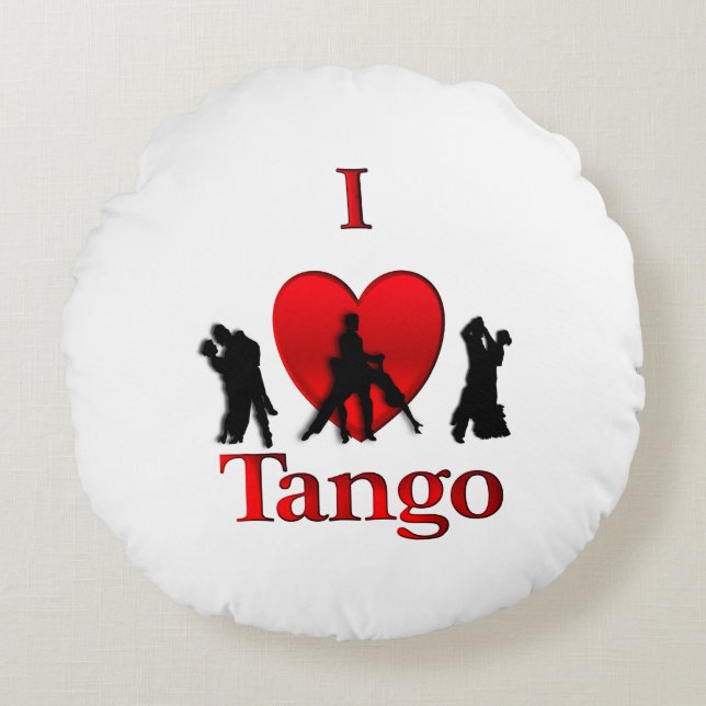 I Heart Tango Rund Kudde (Framsidan)
