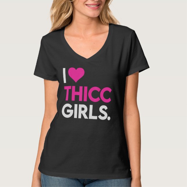 I Heart Thicc Girls  Workout Gym  Fitness Lifting T Shirt (Framsida)