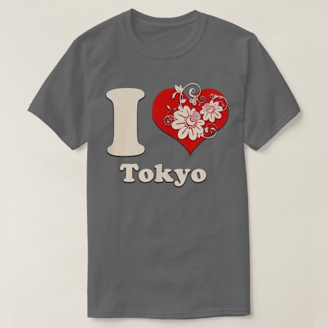 I Heart Tokyo Japan-Blommigten T Shirt (Design framsida)