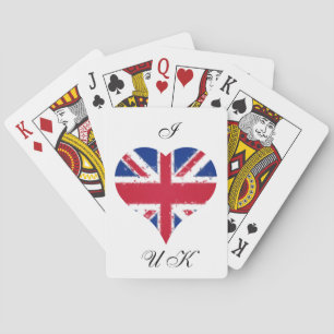 I Heart UK England British Flagga Casinokort