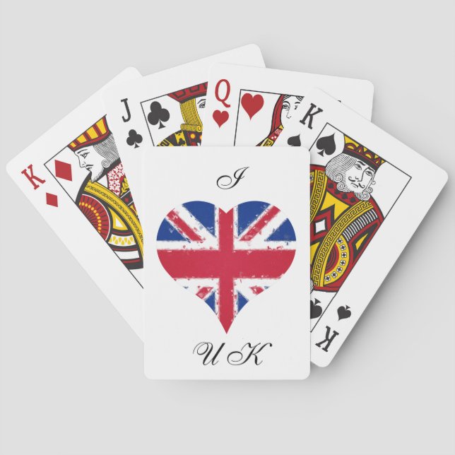 I Heart UK England British Flagga Casinokort (Baksidan)