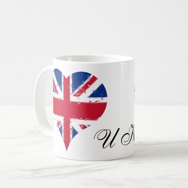 I Heart UK England British Flagga Kaffemugg (Framsida vänster)