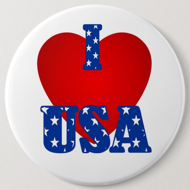 I "Heart" USA/Colossal, 6-tums Round Button Knapp (Framsida)