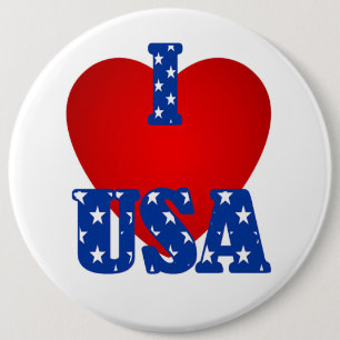 I "Heart" USA/Colossal, 6-tums Round Button Knapp