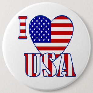 I "Heart" USA/Colossal, 6-tums Round Button Knapp