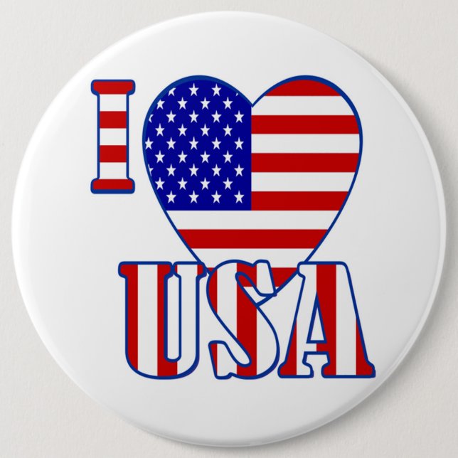 I "Heart" USA/Colossal, 6-tums Round Button Knapp (Framsida)