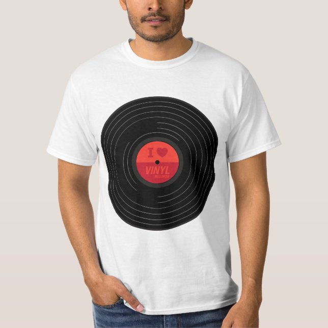 I Heart Vinyl Reords  T Shirt (Framsida)