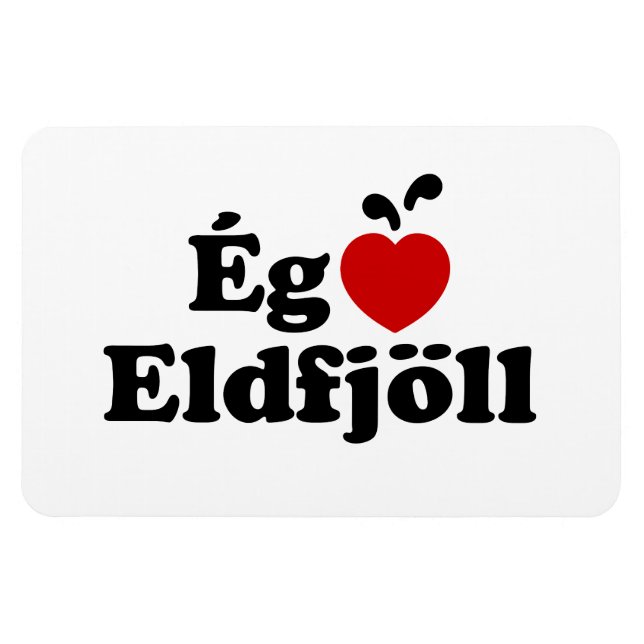 I Heart-Vulkaner (Kärlek) [Ég Elska Eldfjöll] Magnet (Horisontell)