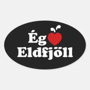 I Heart-Vulkaner (Kärlek) [Ég Elska Eldfjöll] Ovalt Klistermärke