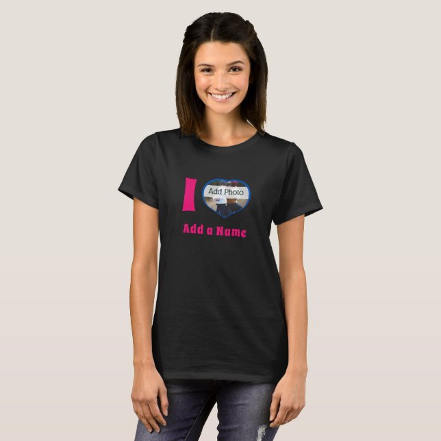 I heart you add Name photo cute modern T Shirt (Hel framsida)