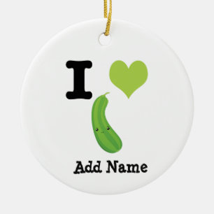 I Heart Zucchini Cute Kawaii Zucchini Julgransprydnad Keramik