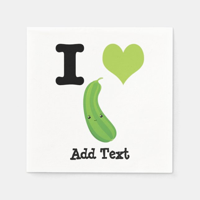 I Heart Zucchini Cute Kawaii Zucchini Pappersservett (Framsidan)