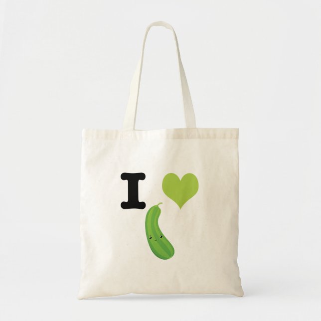 I Heart Zucchini Cute Kawaii Zucchini Tygkasse (Framsidan)