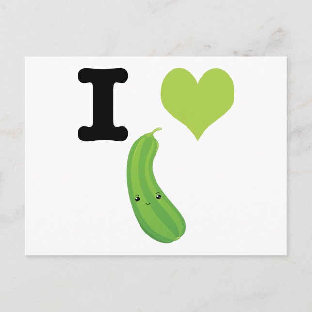 I Heart Zucchini Cute Kawaii Zucchini Vykort (Framsida)