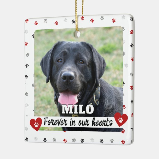 I Hearts Hund Photo Pet Loss Keepsaké Julgransprydnad Keramik (Vänster)