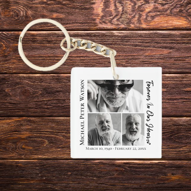 I Hearts Pappa Grandpa Memorial (Forever in our Hearts Dad Grandpa Memorial Keychains)