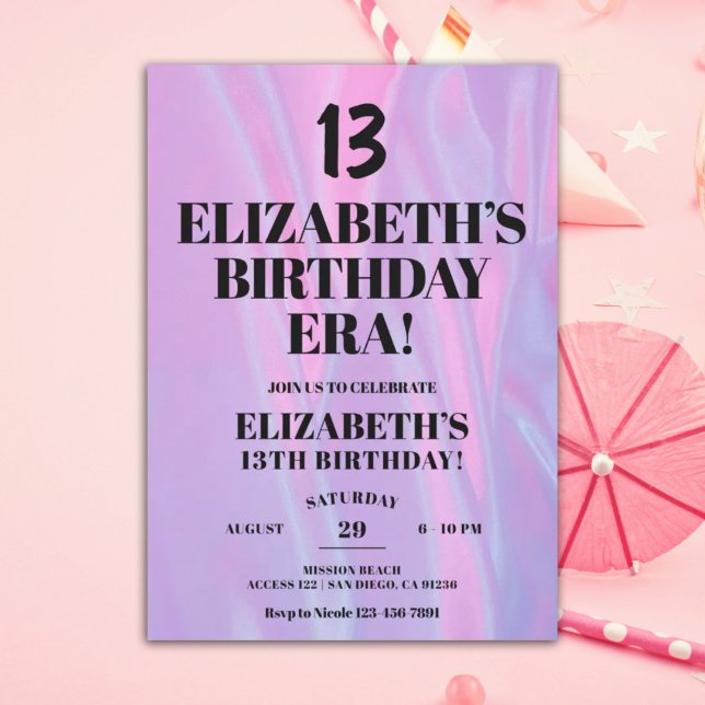 I hennes födelsedag Era 13:e Födelsedagsfesten Inbjudningar (Skapare uppladdad)