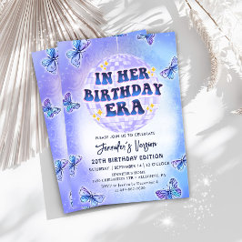 I hennes födelsedag Era Lila Butterfly Birthday Inbjudningar