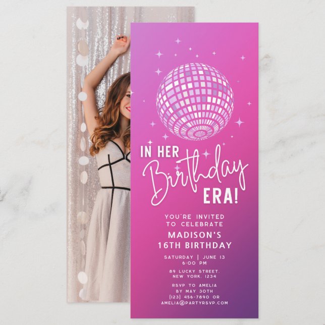 I hennes födelsedagsdag, Era Party, Eras Party Pho Inbjudningar (Fram/baksida)