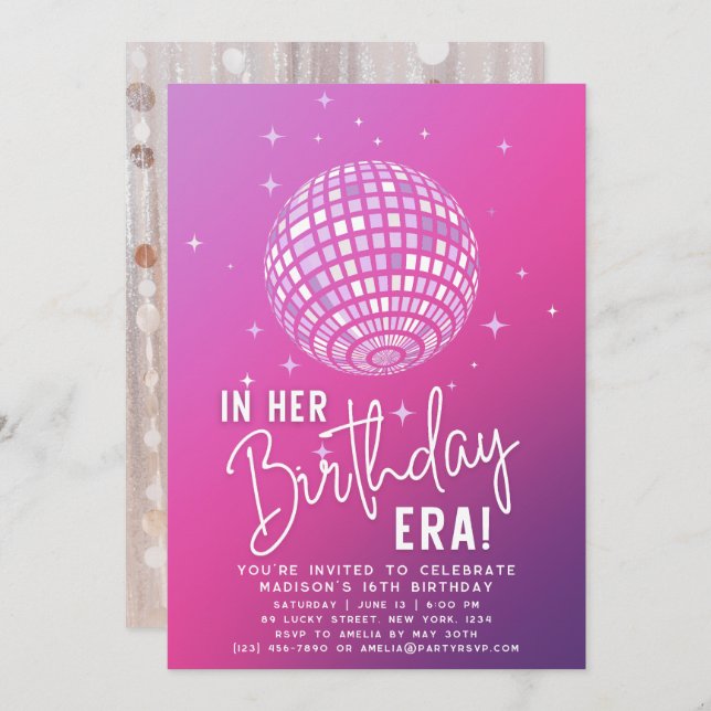 I hennes födelsedagsdag, Era Party, Eras Party Pho Inbjudningar (Fram/baksida)