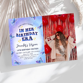 I hennes födelsedagsfoto ERA Butterfly Birthday Inbjudningar