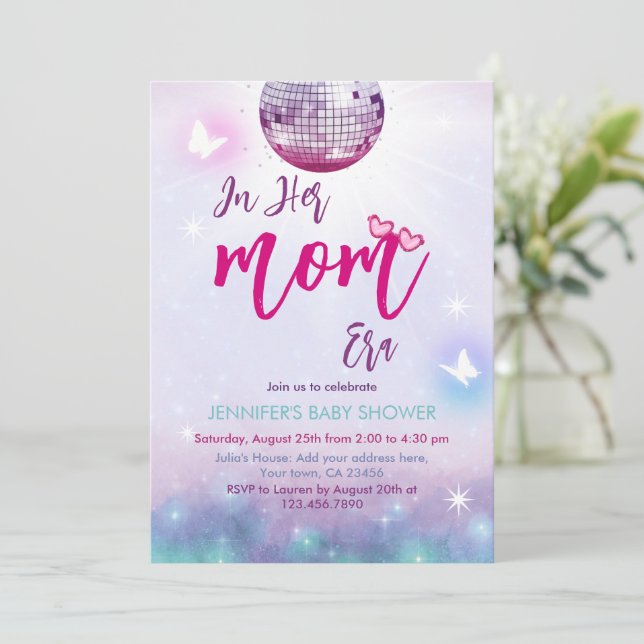 I hennes mamma Lila Music Baby Shower Inbjudningar (Stående Fram)