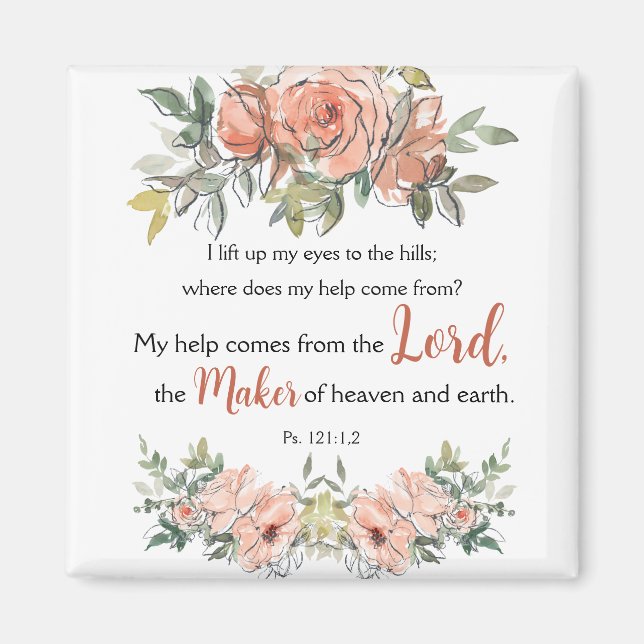 "I Hiss Up My Ögon" Bibeln Elegant vattenfärg Magnet (Framsidan)