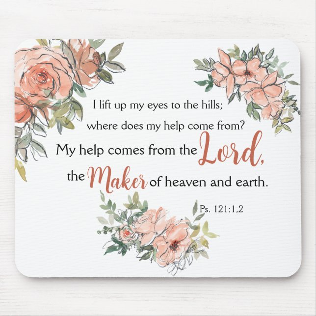 "I Hiss Up My Ögon" Bibeln Elegant vattenfärg Musmatta (Framsidan)