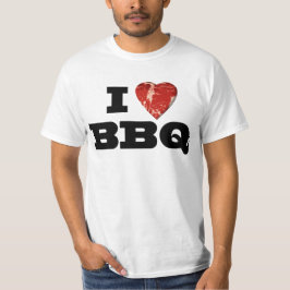 I hjärta BBQ, Steak Heart Shape Funny Grilling T-shirt