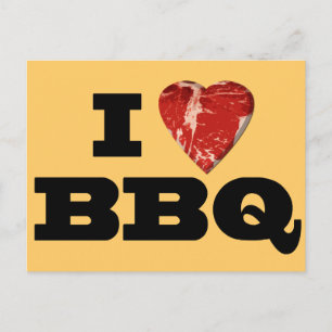 I hjärta BBQ, Steak Heart Shape Funny Grilling Vykort