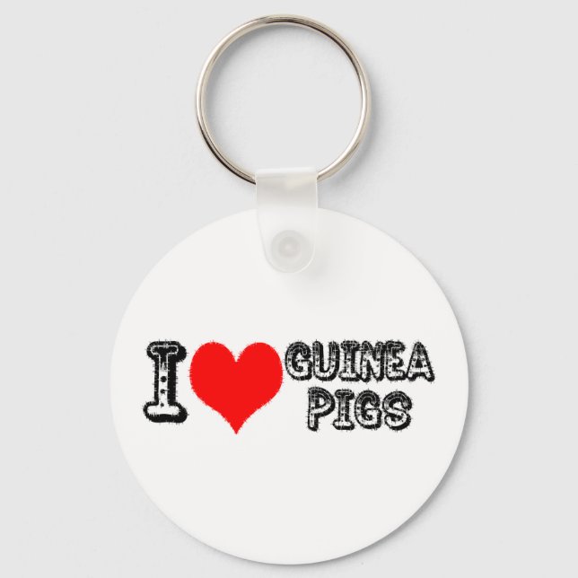 I (hjärta) Guinea Grisar Nyckelring (Framsida)