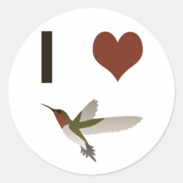I hjärta Hummingbird Runt Klistermärke