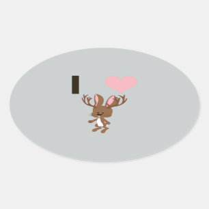 I hjärta Jackalope Ovalt Klistermärke