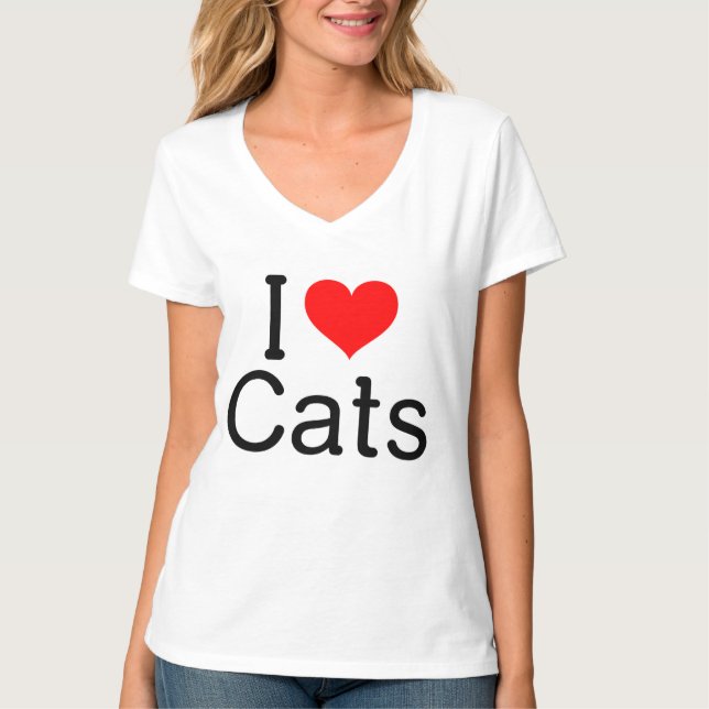 I (hjärta) Katter T Shirt (Framsida)