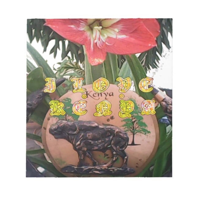 I (hjärta) Kenya Buffalo Patch/Print Anteckningsblock (Framsida)