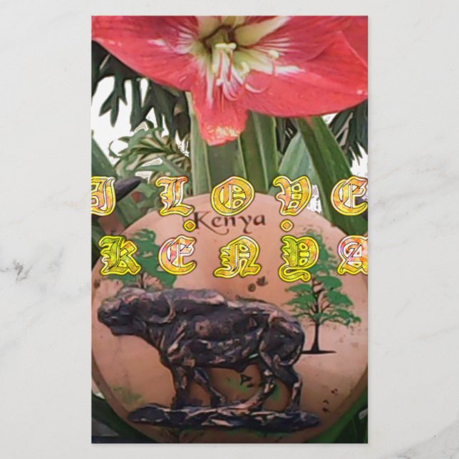 I (hjärta) Kenya Buffalo Patch/Print Brevpapper (Framsida)