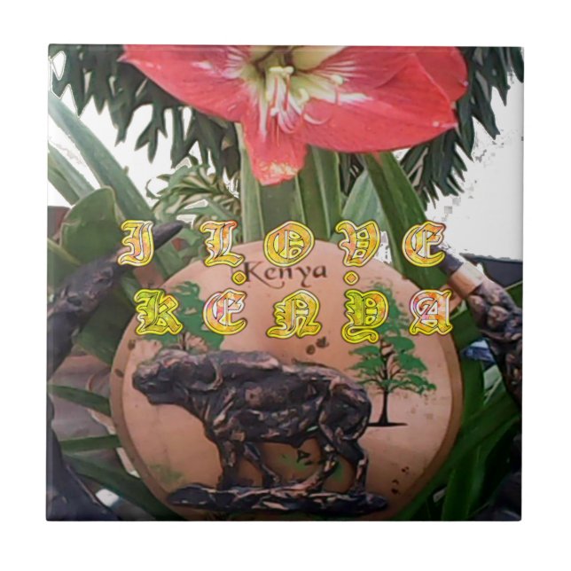 I (hjärta) Kenya Buffalo Patch/Print Kakelplatta (Framsidan)