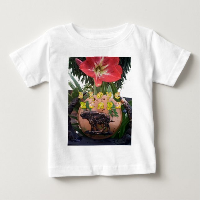I (hjärta) Kenya Buffalo Patch/Print T Shirt (Framsida)