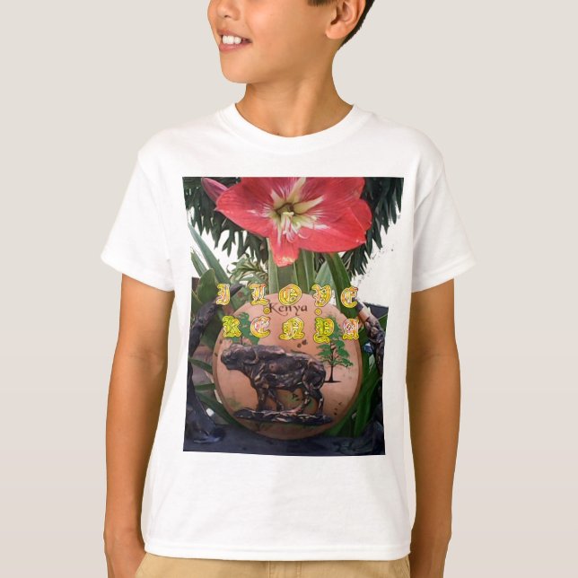 I (hjärta) Kenya Buffalo Patch/Print T-shirt (Framsida)