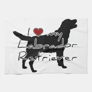 I "hjärta" min Labrador Retriever ord med grafi Kökshandduk