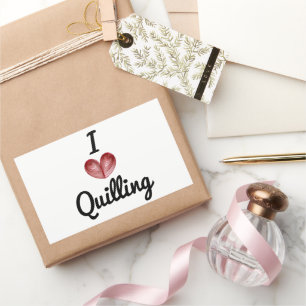 I (hjärta) Quilling, (4) Stora rektangulära fästdo Rektangulärt Klistermärke
