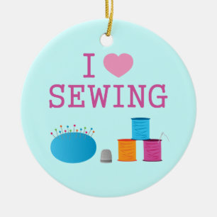 I hjärta Sewing Julgransprydnad Keramik