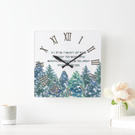 I hjärtat av vinterskogen fyrkantig klocka
