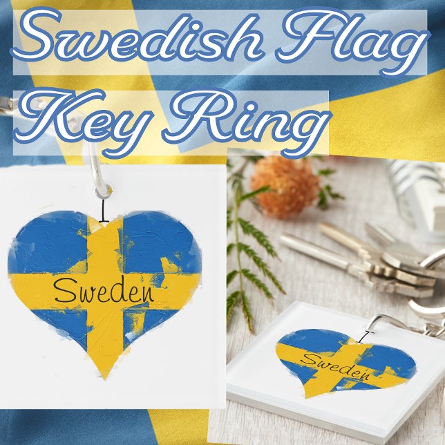I Hjärtat Sverige Svenska Flagga (I Heart Sweden Swedish Flag Key Ring)