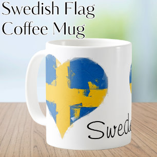 I Hjärtat Sverige Svenska Flagga Kaffemugg