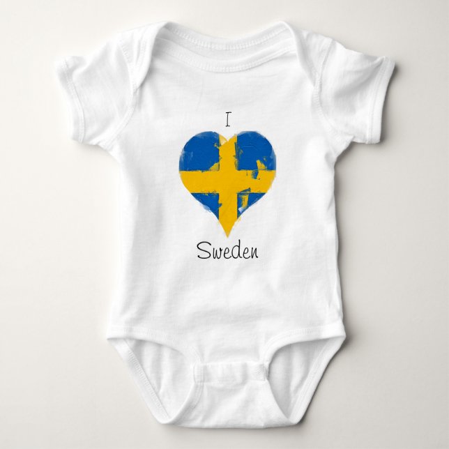 I Hjärtat Sverige Svenska Flagga T Shirt (Framsida)