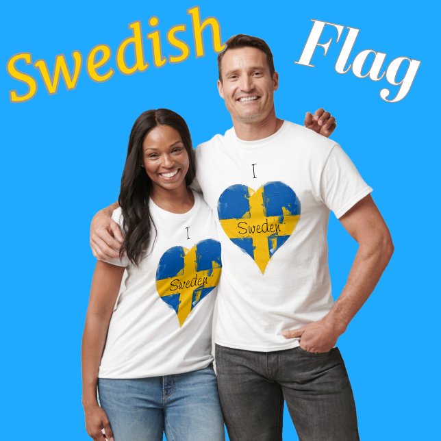 I Hjärtat Sverige Svenska Flagga T Shirt (Skapare uppladdad)