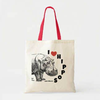 I Hjärtfip novelty hippopotamus fläkt Tygkasse